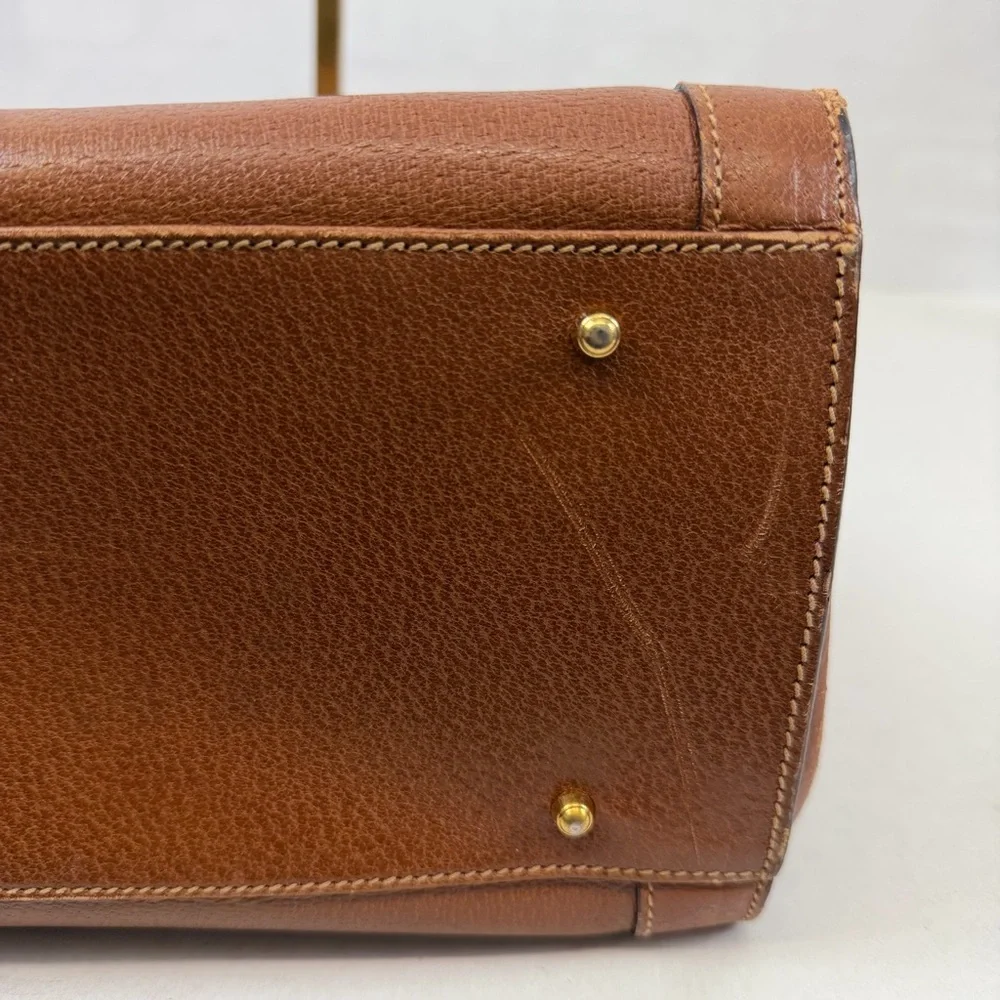 Gucci Vintage Large Bamboo Handle‎ Leather Tote Bag Brown Diana Bag